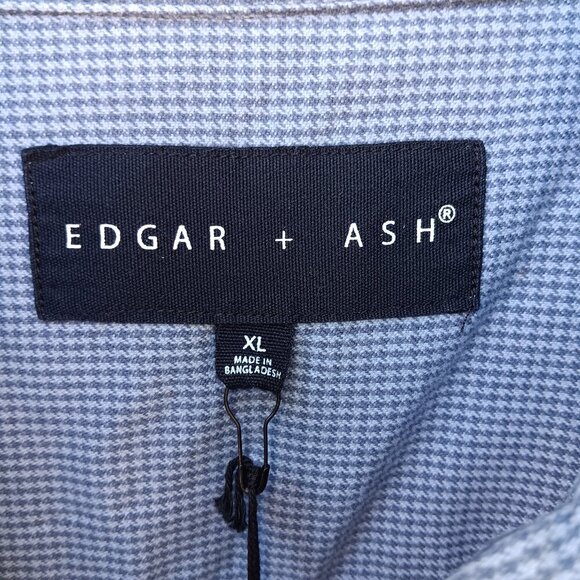 Edgar Ash Shirt Mens Extra Large Blue Checkered Button Up Long Sleeve Cotton NWT - Picture 4 of 4